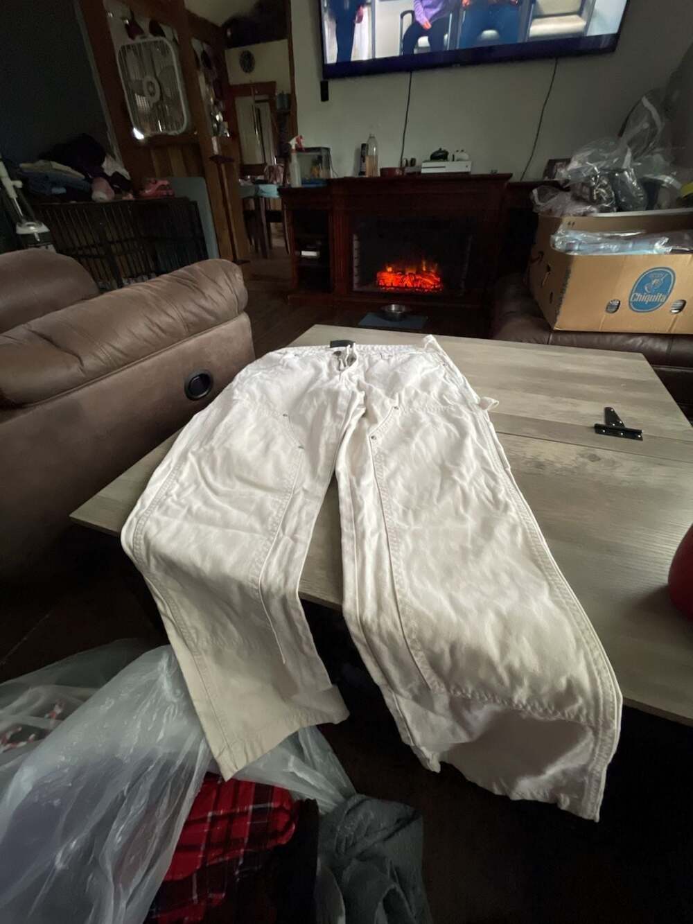 #D12 No Boundaries Carpenter Pants Size 34x30 White Utility